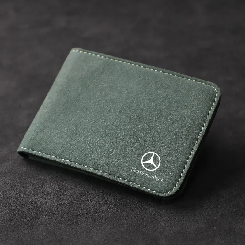 Suede Car Driver License Holder Card Case Bag For Mercedes Benz AMG W203 W204 W205 W210 W124 W211 W212 W164 W176 CLA CLS SL GLA