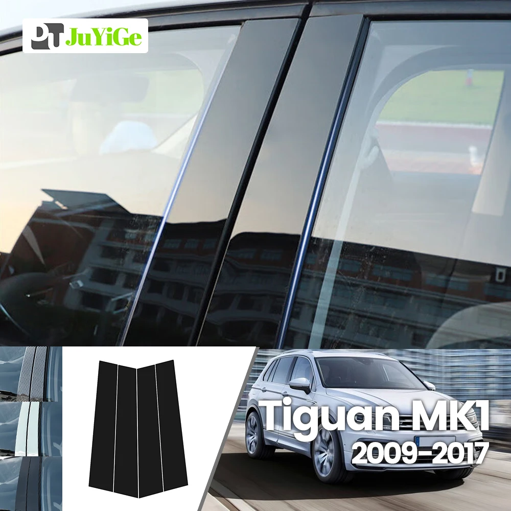 

For Volkswagen Tiguan 2009-2017 2010 2011 2012 2013 Bright Black Carbon Fibre Window Door B C Sticker