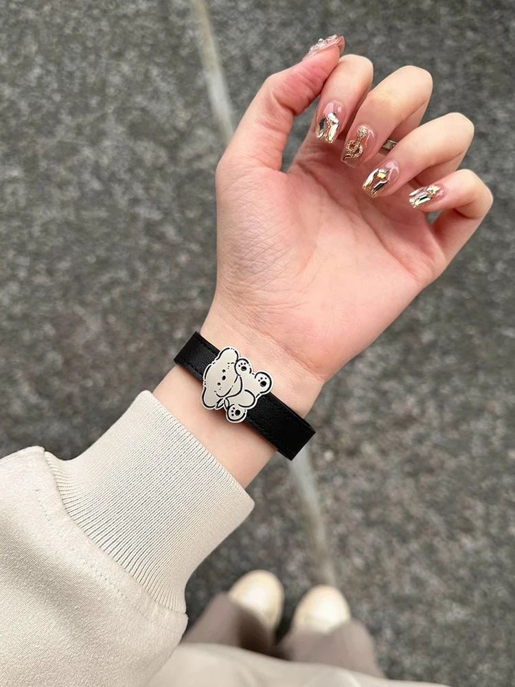 Correa magnética de perro bonito para Apple Watch Ultra 10 9 8 7 6 5 SE, correa de cuero para iWatch 38mm 40 41mm 42mm 45mm 46mm 49mm