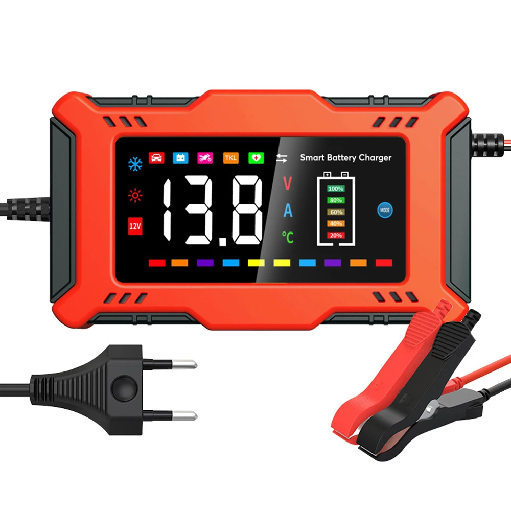 

For Lead Acid / Lithium Iron Battery Car Battery Charger 90W 110V/240V Input Pulse Repair 14.6V/12V 6A EU US Plug