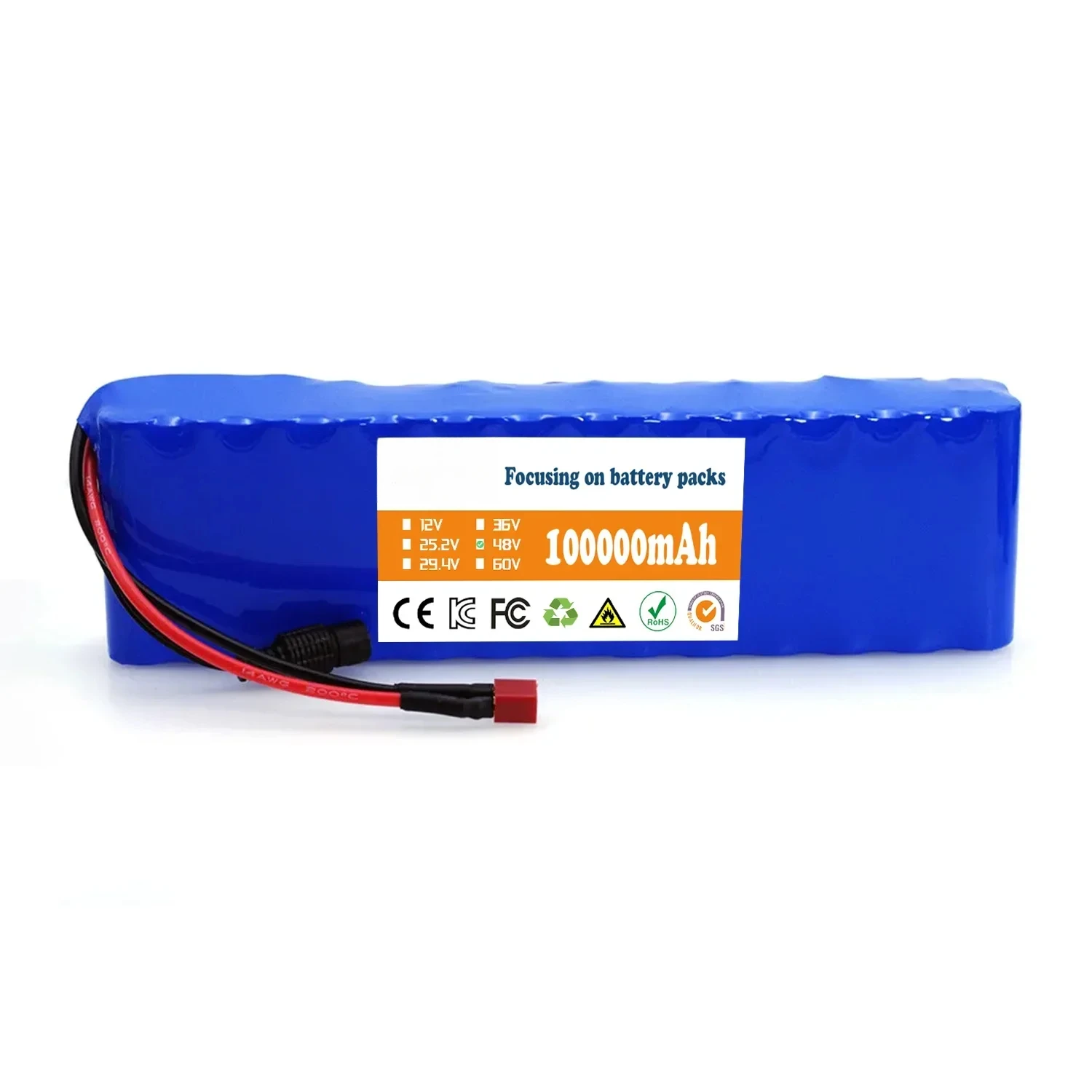 13S2P 48 فولت 100 أمبير عالية الطاقة 18650 بطارية مركبة كهربية دراجة نارية كهربائية لتقوم بها بنفسك بطارية مع BMS + شاحن 54.6 فولت 2A