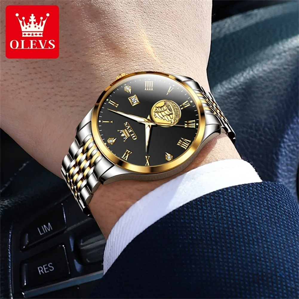 OLEVS 6696 Fashion Business Automatic Wrist Watch Original Waterproof Mechanical Watch For Men Calendar Roman Scale Man Watch