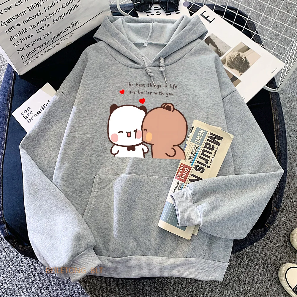 Bubu And Dudu Panda Bear Cute Cartoon Printed Hooded Men Women Aesthetic Trendy Hoodies Plus Size Sweatshirt Female Pullover