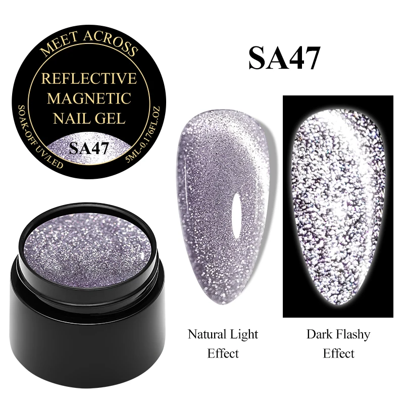 พบกับ 5ml สะท้อนแสงแม่เหล็กเล็บเจลประกายเรืองแสงเจล Soak Off UV LED เคลือบเงากึ่งถาวรภาษาโปลิชคําเล็บ