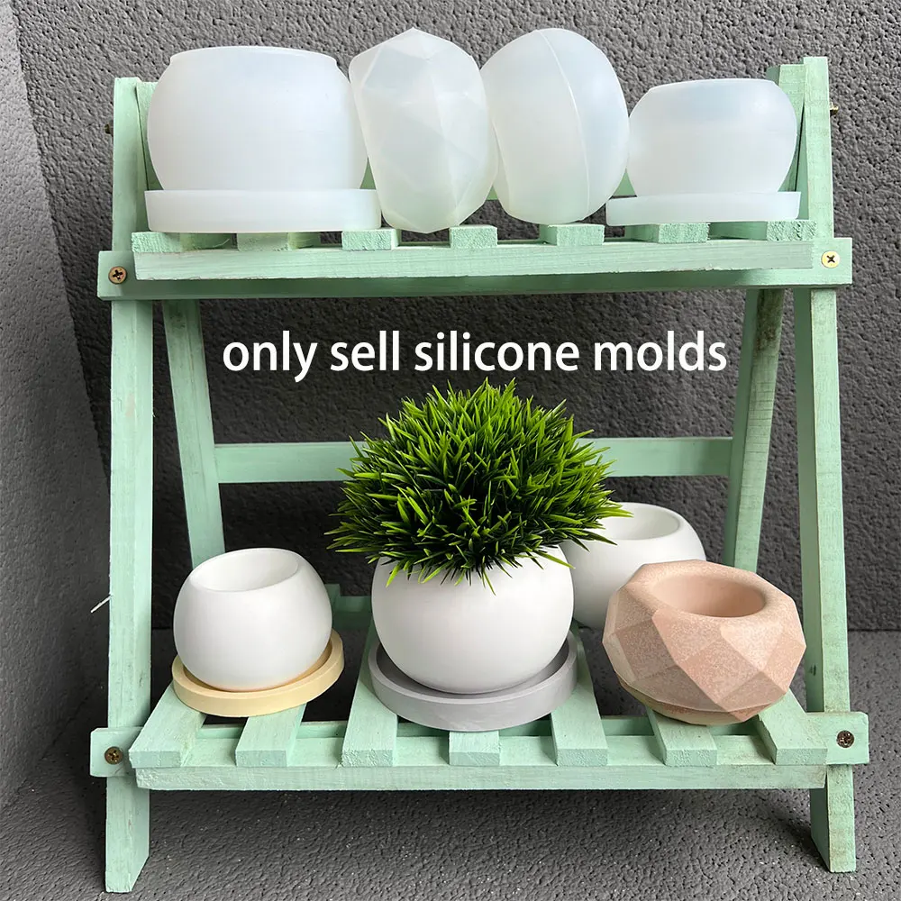 Spherical Container Concrete Mold Indoor Plant Pot Cement Mold Terrazzo Pen Holder Candle Cup Tray Clay Mold Jesmonite