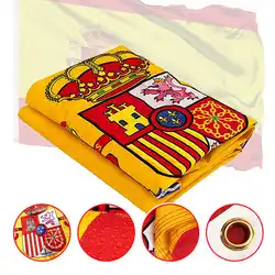 Embroidered Spain Flag Spanish Banner 90x150cm Double-Sided Embroidery Waterproof Nylon National Flags For Home And Outdoors