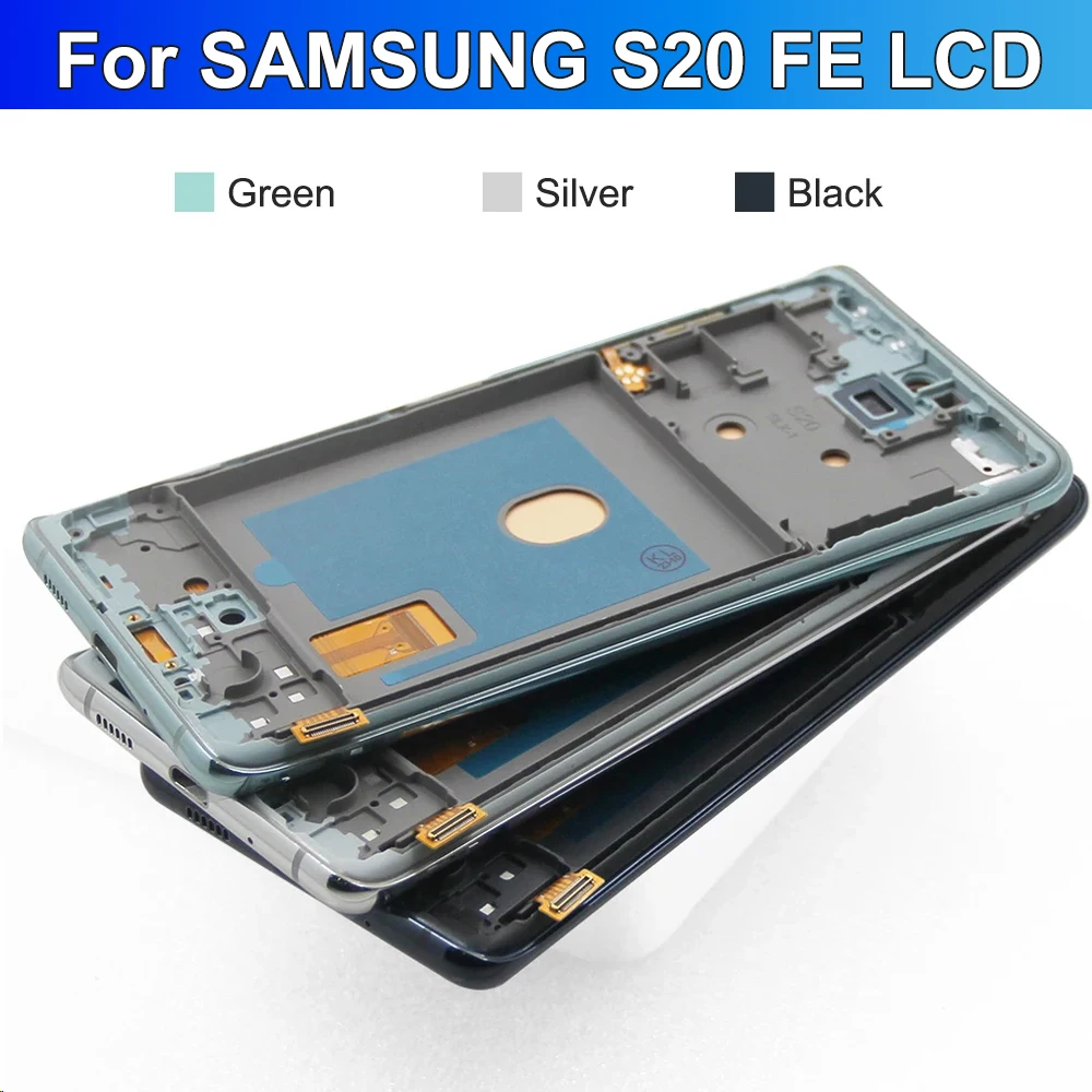 Super AMOLED S20 FE Screen Assembly for Samsung Galaxy S20 FE G780F G780F/DSM LCD Display Touch Screen Digitizer with Frame