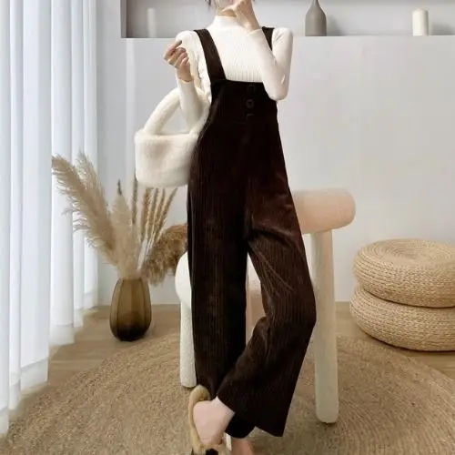 Pantaloni larghi anti-età chic Set tuta da donna in velluto a coste autunno inverno Set da due pezzi Casual Sle Vestibilità universale