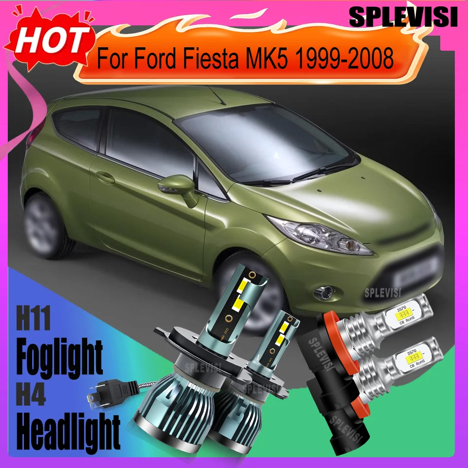 

H4 H11 LED Car Headlight Beam Foglamp Waterproof IP68 For Ford Fiesta MK5 1999 2000 2001 2002 2003 2004 2005 2006 2007 2008