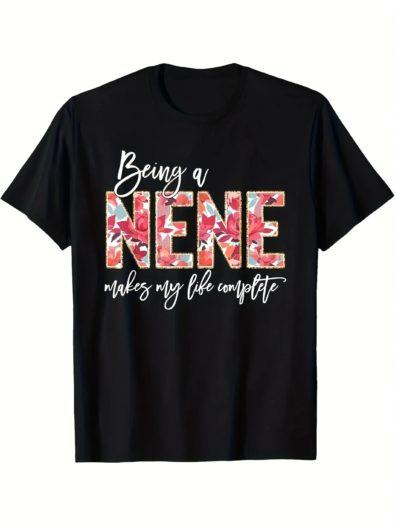 كن نيني وحياتي سيكون تي شيرتًا للسيدات لعيد الأم على شكل زهرة. تي شيرت كاجوال بأكمام قصيرة ورقبة دائرية