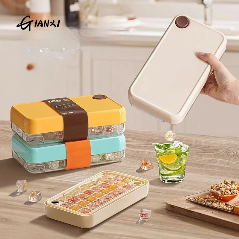 GIANXI Yellow Home And Kitchen Tools Ice Cube Maker Portable Ice Mould For Fridge Ice Cream Storage Box Ice Cream Machines