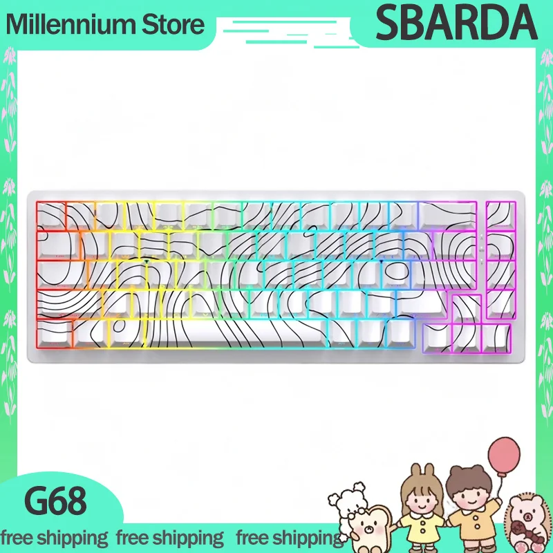 Sbarda G68 Magnetic Switch Keyboard Wired Esports Gaming Keyboard Rgb Side Engraved Translucent Keycaps Custom Pc Accessory Gift