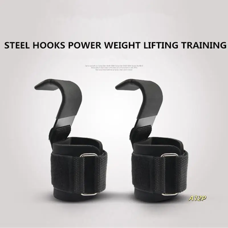 

Fitness Weight Lifting Heavy Duty Hooks With Neoprene Pad Gym Wrist Wraps Best Power Weight Lifting Training Set
