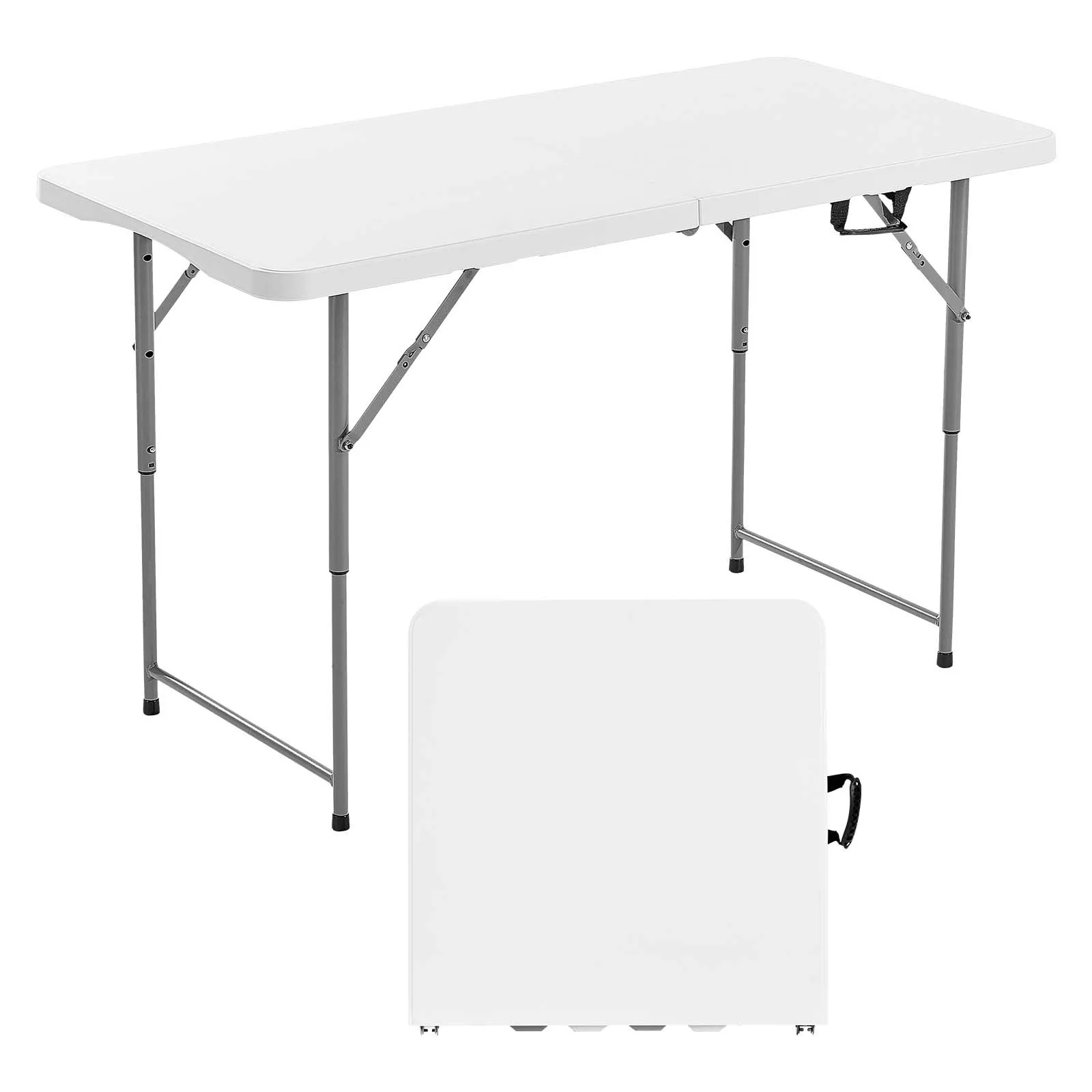 

4 Ft Foldable Plastic Table with Handle for Indoor Outdoor Use Lightweight Portable Folding Table Multi Purpose Garden Picnic