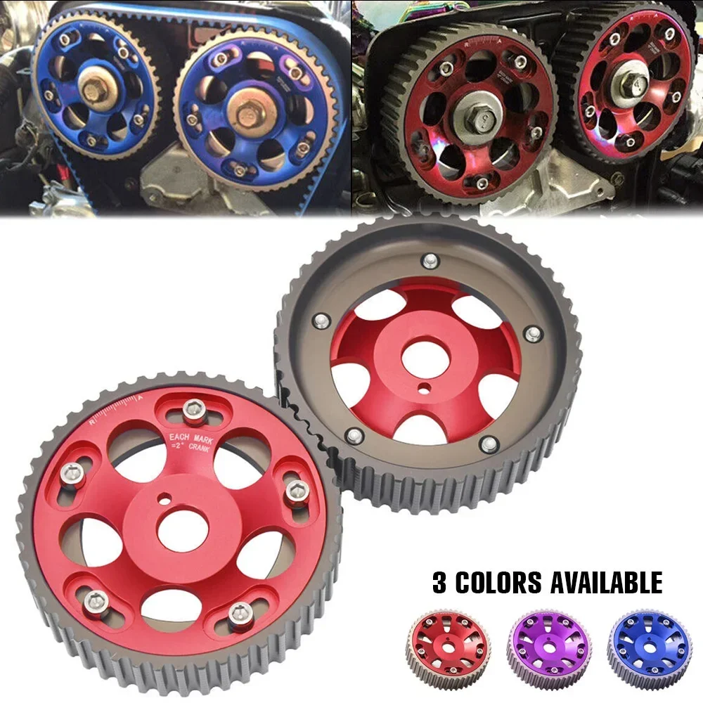 2pcs Aluminum Adjustable Cam Gears Timing Gear Engine Pulley Sprocket Timing Cam Gear Pulley Kit For Toyota Supra 1JZ 2JZ DOHC