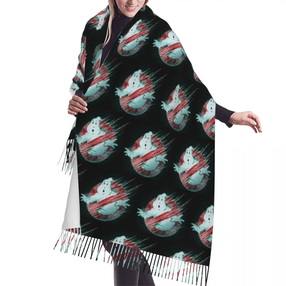 

Шарф «Охотники за привидениями 4, шарфы с кисточками, женские мягкие теплые шали и накидки, большая осенне-зимняя шаль