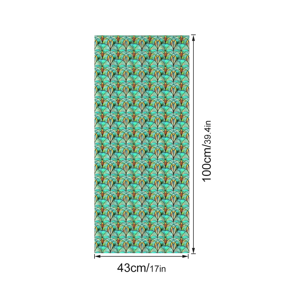 Green PVC for static Glass Film 3D Textured Relief Effect Privacy Decorative Film for Windows Doors Office Home Use 100x43cm