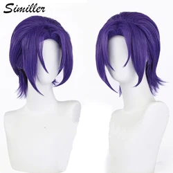 Similler-合成アニメコスプレウィッグ,耐熱髪,紫,ショート,ハロウィン,パーティー