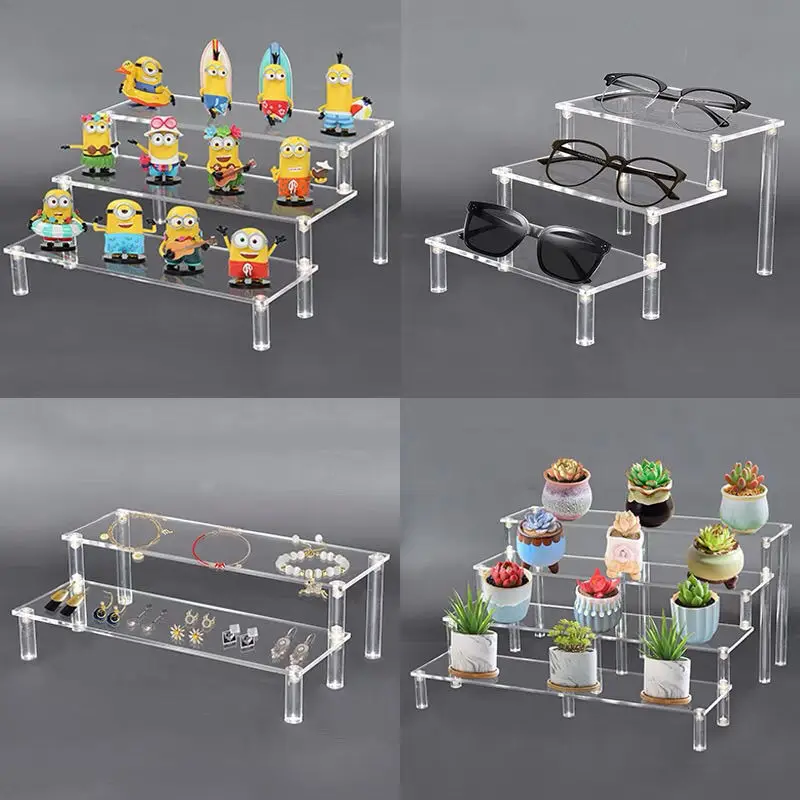 Acrylic Display Stand Ransparent Ladder Shelf Hand-made Figure Toy Animation Car Model Blind Box Perfume Storage Model Stand