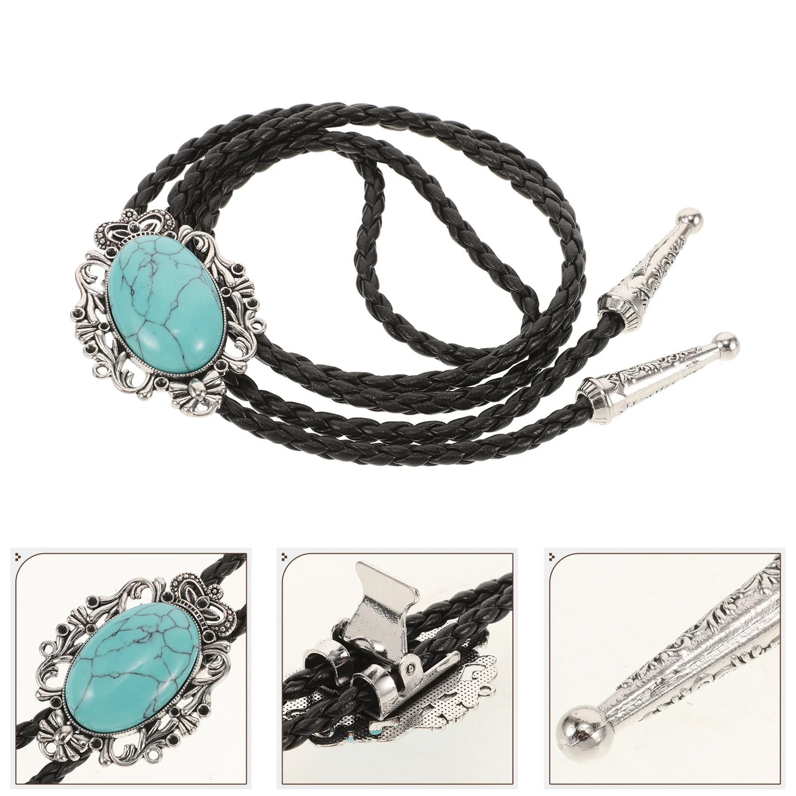 

Vintage Style Artificial Turquoise Neck Decoration Cowboy Mens Pu Rope Retro Men Mens Western Ties Shirt Cowgirl