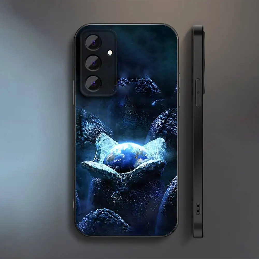 حافظة هاتف A-Alien E-Earth 2025 لهاتف سامسونج S 25,24,23,22,30,21,10,9,Ultra,Plus,Lite,FE,4,5G حافظة سوداء ناعمة