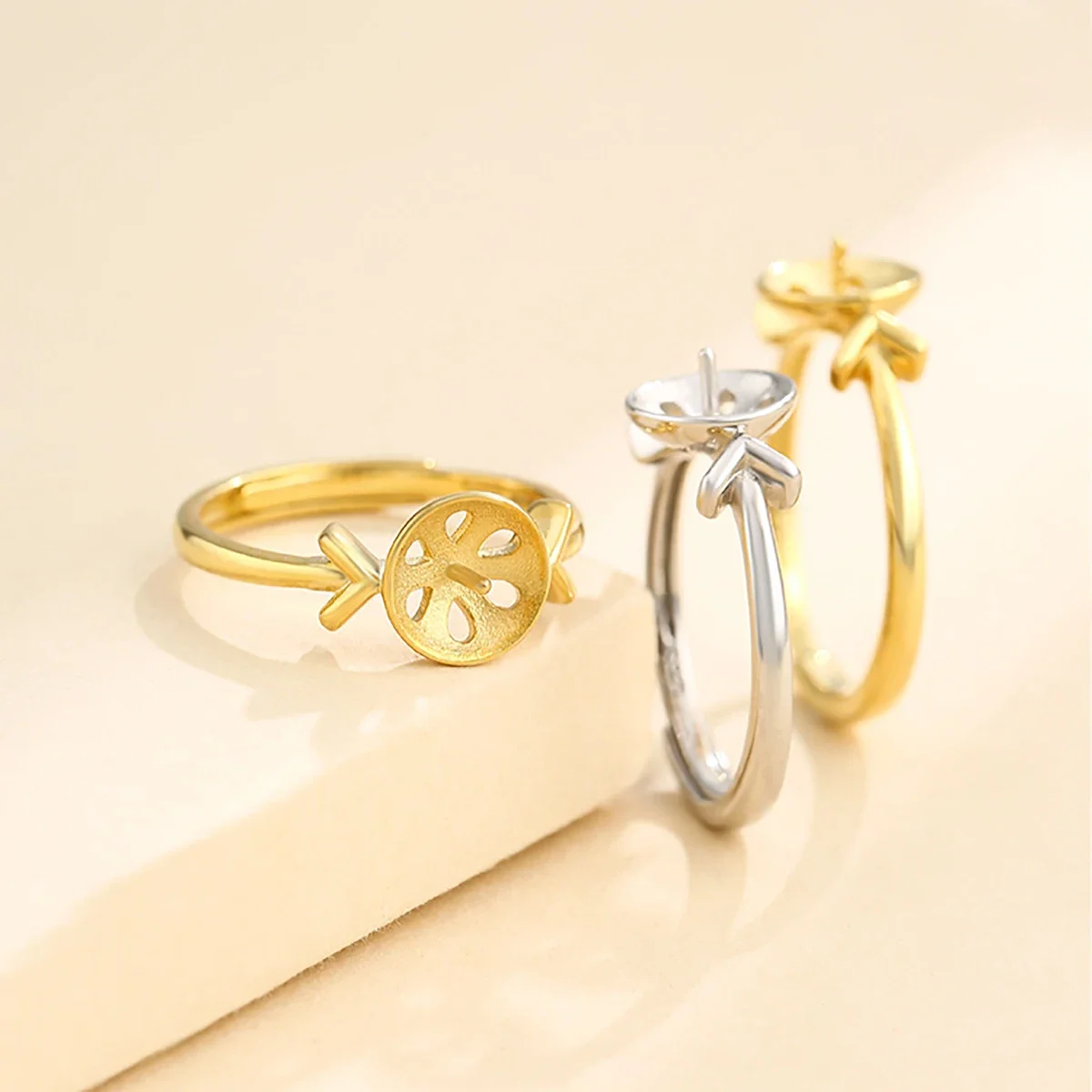 925 Sterling Silver Adjustable Ring Blank Base Fit 6-8mm Round Beads DIY Ring Jewelry Making Accessories Finding