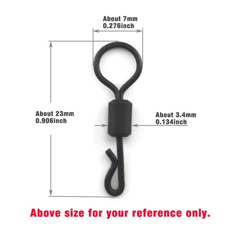 MNFT 100 قطعة معدات صيد الأسماك المفاجئة عين كبيرة صيد سمك الشبوط التغيير السريع Q على شكل إطالة يدور المادة أسود اللون موصلات الصيد #5