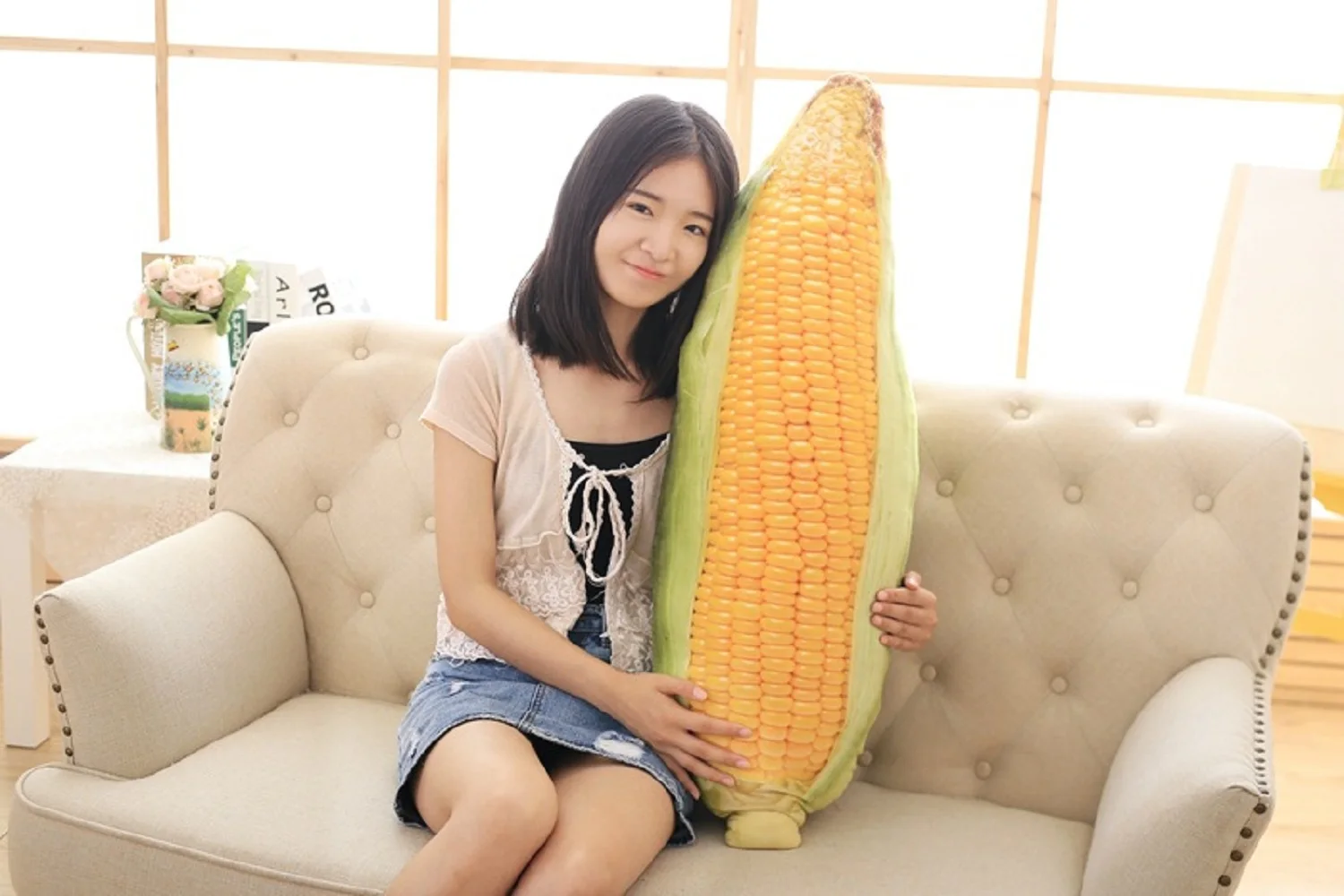 

big creative plush corn toy simulation 3D corn pillow doll gift about 100cm