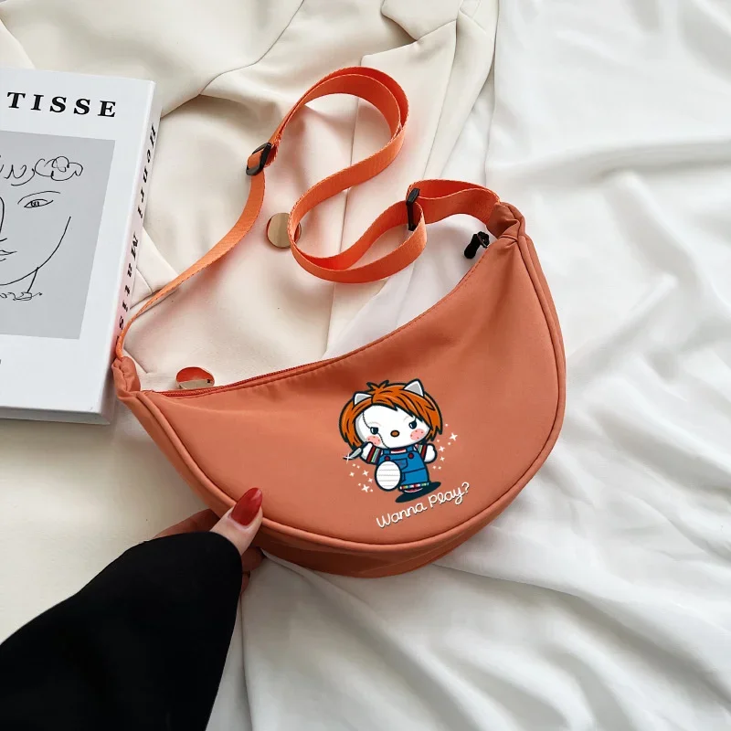 HelloKittys Women Handbag Canvas Teenager Shoulder Bags Ladies Casual Korean Style Capacity Handbag Anime Crossbody Purse Bag