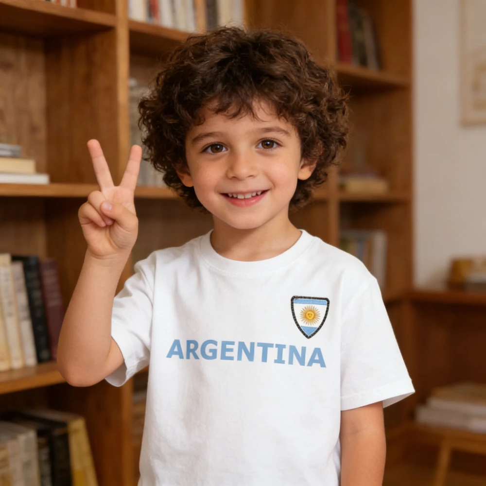 ARGENTINIEN Casual T-Shirt Flagge Brust Abzeichen Gedruckt Geschenk Shirt Argenting T-shirt Jungen und Mädchen Alltag Baumwolle T-shirt Kinder Tops