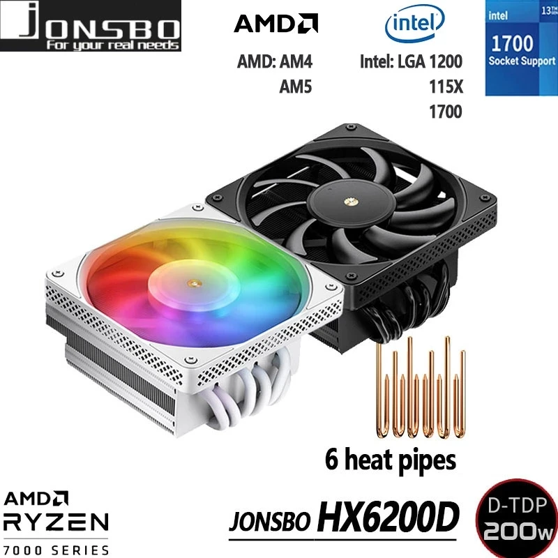 Jonsbo HX6200D Down Pressure High Performance CPU Cooler 6 Heat Pipe ARGB Radiator Intel LGA 1700 1200 115X AMD AM4 AM5