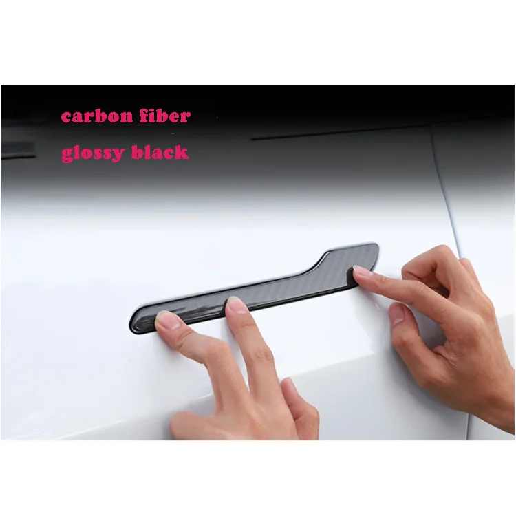 real carbon fiber glossy/matte black outer door handle cover for tesla model 3 handle trim stickers