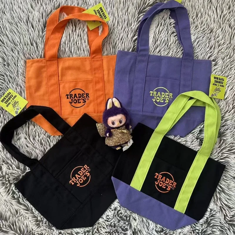 Contrast canvas handbag reusable grocery shopping bag environmental protection shoulder diaper bag storage bag leisure handbag