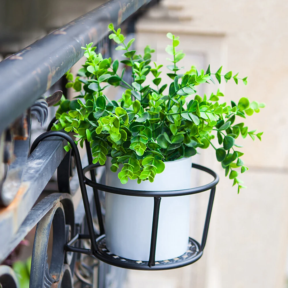 1Pc żelaza wiszące na ścianę kosze doniczka balkon wisząca roślinka okrągłe stojaki balustrada ogrodzenia okno z widokiem Bonsai stojak dekoracji