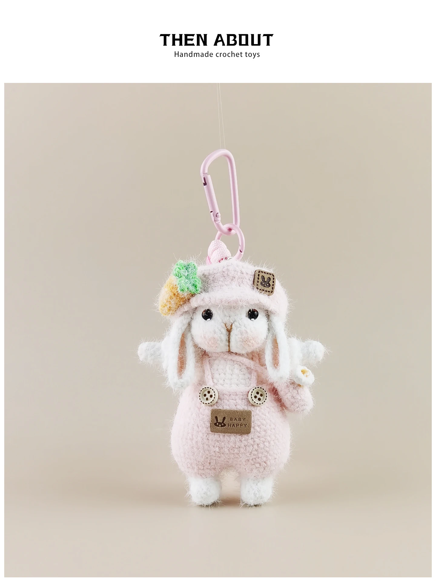 Creative Small Size Lili Hat Sugar Rabbit Bag Charm Keychain Pendant Cute Animal Toy Accessory for Spring Season