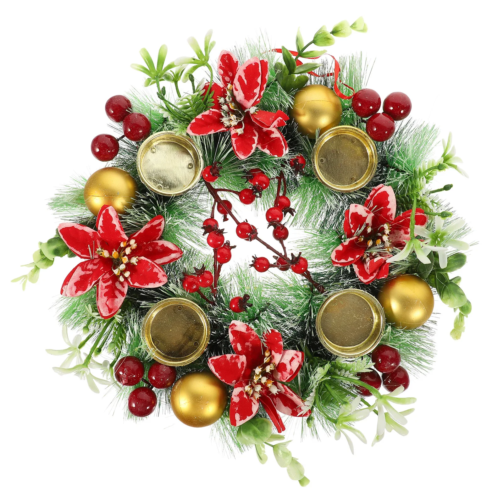 

Christmas Holder Garland Natural Lifelike Wreath Decorative Ring Xmas Table Decoration Garland Ornament