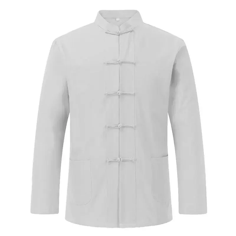 Autumn Spring New Men's Cotton Shirts Traditional Chinese Men's Jacket Clothing Kung Fu Tai Chi Uniform Long Sleeve Men's Jacket