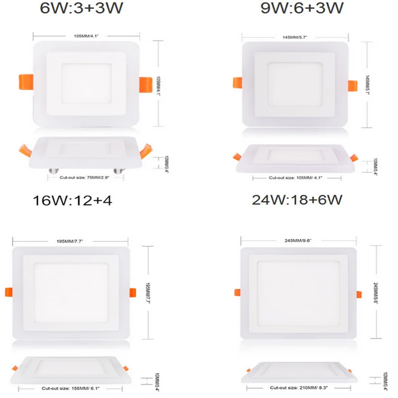 Farbwechselbares LED-Downlight, 6 W, 9 W, 16 W, 24 W, rund, quadratisch, LED-Deckeneinbauleuchte, RGB, mit Fernbedienung, AC110 V, 220 V