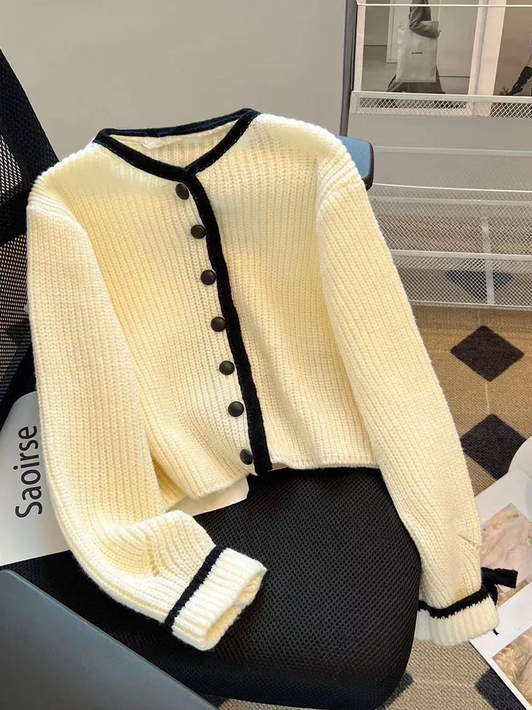 American Vintage Knitwear Cardigan Daily Single Breasted 90s Office Lady Sweater French Elegant Solid Cashmere Top Autumn Winter