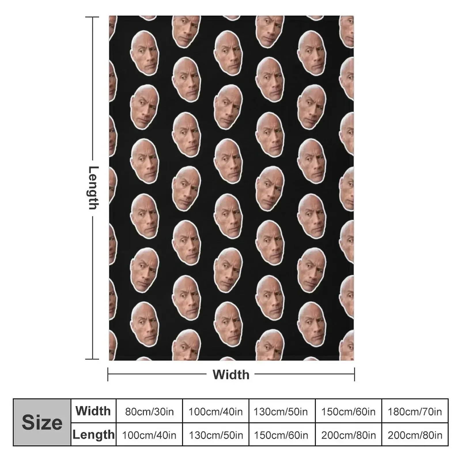 The Rock's Eyebrow Raise Meme Pattern Throw Blanket couch cozy soft plush fuzzy picnic outdoor blanket