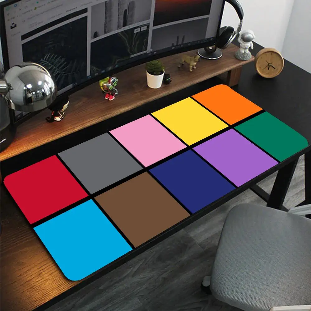 

Trendy colorful squares Mouse Pad large mousemat computer gamer office stitched edge keyboard desk mat washable non-slip playmat