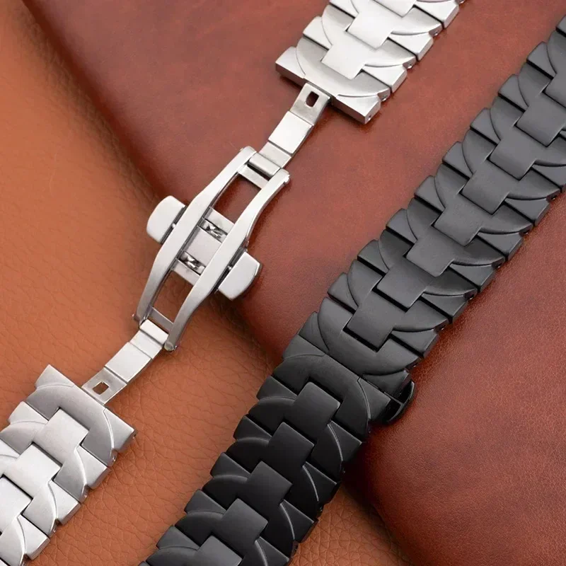 Cinturino in acciaio inossidabile nero argento massiccio 24mm22mm per cinturino Panerai sommergibile Luminor pam441 111 accessori braccialetto