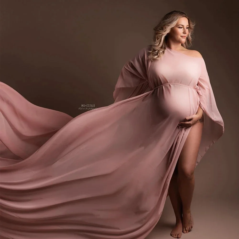 Silk Gown Maternity Satin Dress Photography Clothes Prop Tulle Cloak Chiffon Fabric Pregnancy For Baby Showers Photo Shoot