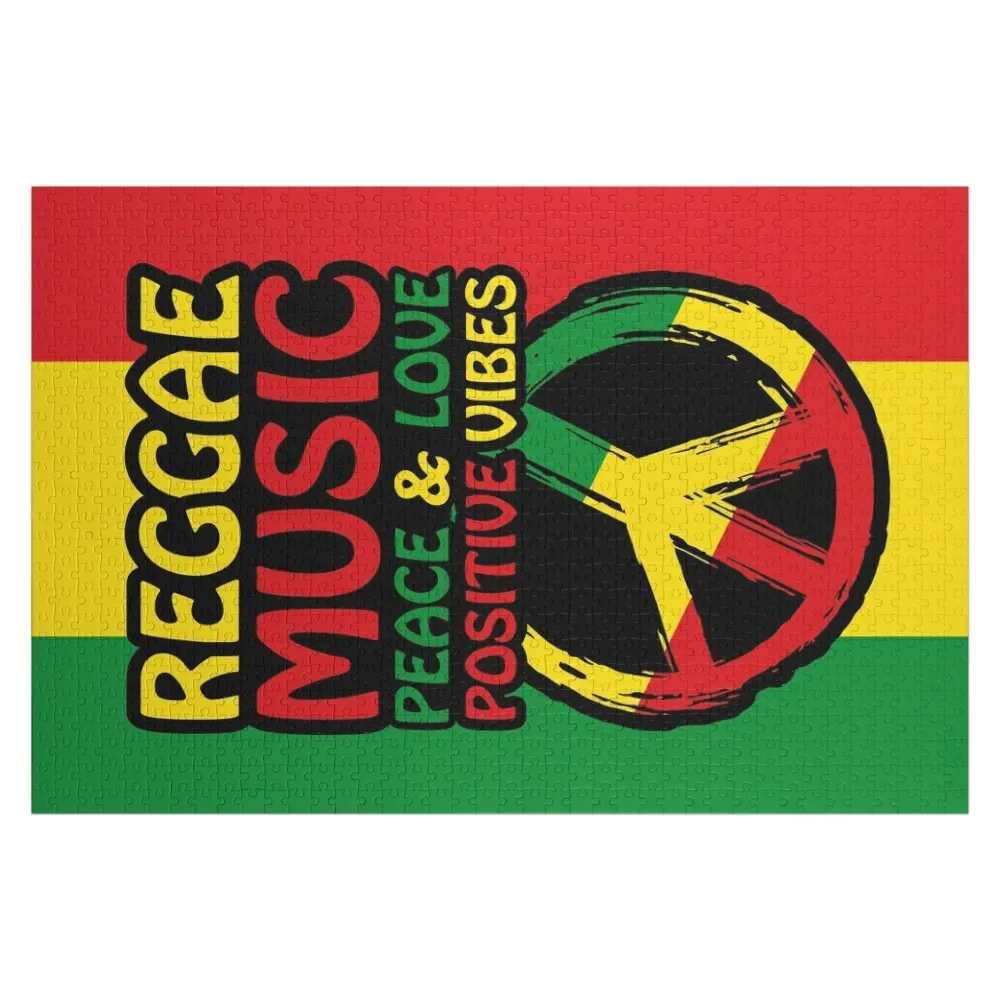 

Reggae Music Peace Symbol, Peace and Love Positive Vibes Jigsaw Puzzle Custom With Photo Wood Photo Personalized Puzzle