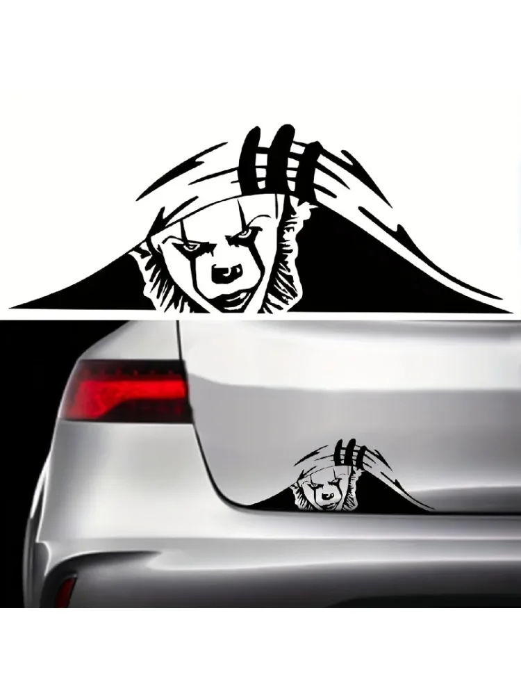 1PC Clown Peeping Naklejki samochodowe Auto Window Bumper Trunk Wodoodporne naklejki winylowe Samoprzylepne Joker Śmieszne dekoracje samochodowe — zdjęcie 2