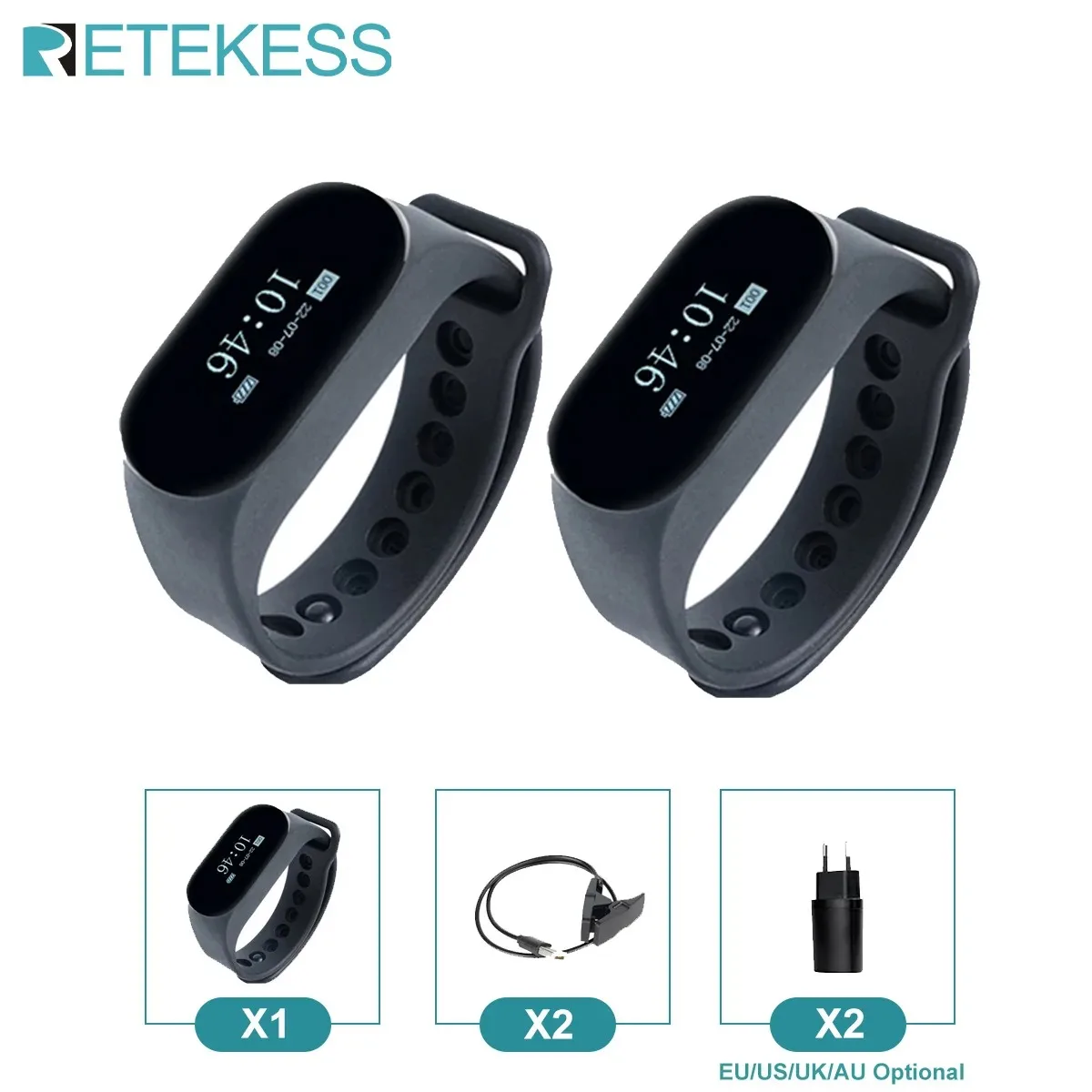 Retekess 2Pcs TD112 Restaurant Wireless Waiter Calling System IPX7 Waterproof Watch Receivers Pager For Clinic Hookah Cafe Bar