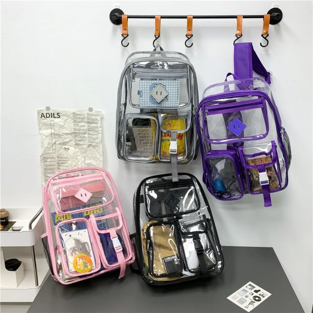 Jelly Bag, Transparent Waterproof Backpack, Computer Bag, Large Capacity Student Backpack