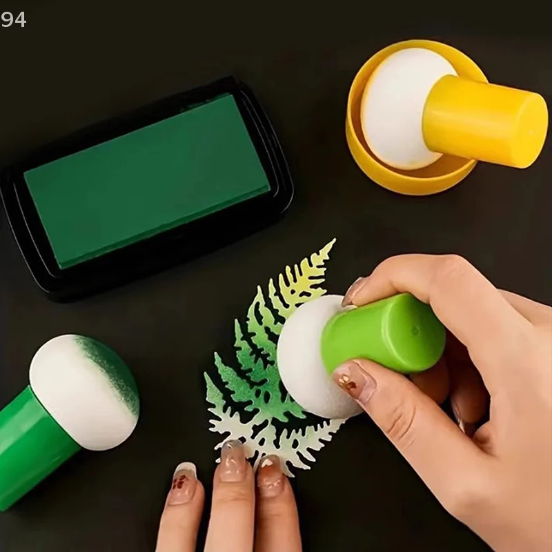 6pcs Colorful Stencil Brush Set With Handles Ink Applicator For Scrapbooking, Card Making, Arts Crafts Wet Dry Gourd Sponge DIY