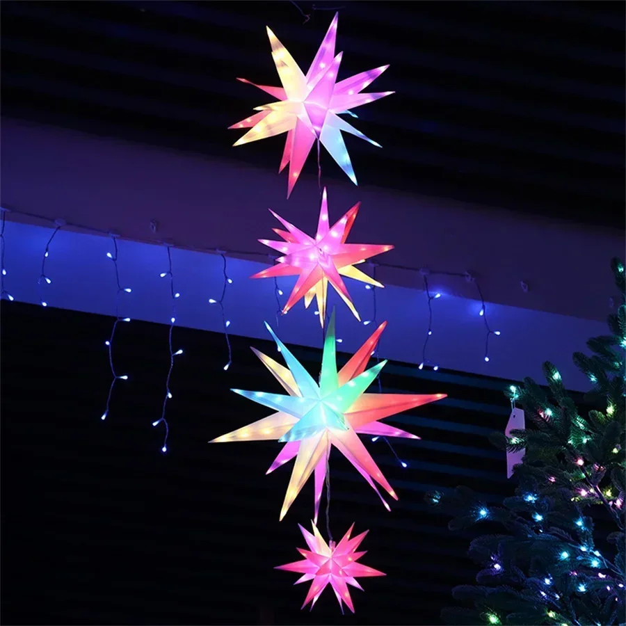 Dia40/50/60CM Smart Christmas Star Tree Topper Moravian Star Light LED Bluetooth App & RGBIC Remote Firework Starburst Light