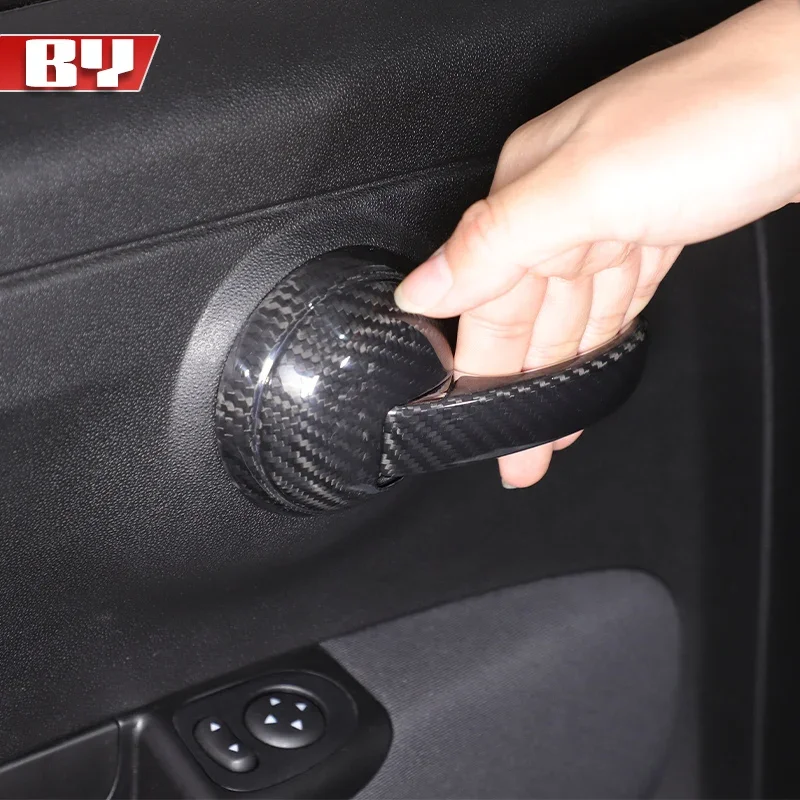 لشركة فيات 500 أبارث 595 2010 + ألياف الكربون مقبض السيارة الداخلي لوحة غطاء الزخرفية الملحقات الداخلية